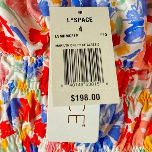 NWT L*Space Marilyn Floral Print One Piece Swimsuit Size 4 Flowers Forever Beach - Picture 8 of 11